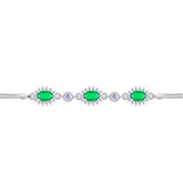 Asfour Crystal Tennis Bracelet With Turquoise Pear & Emerald Zircon In 925 Sterling Silver